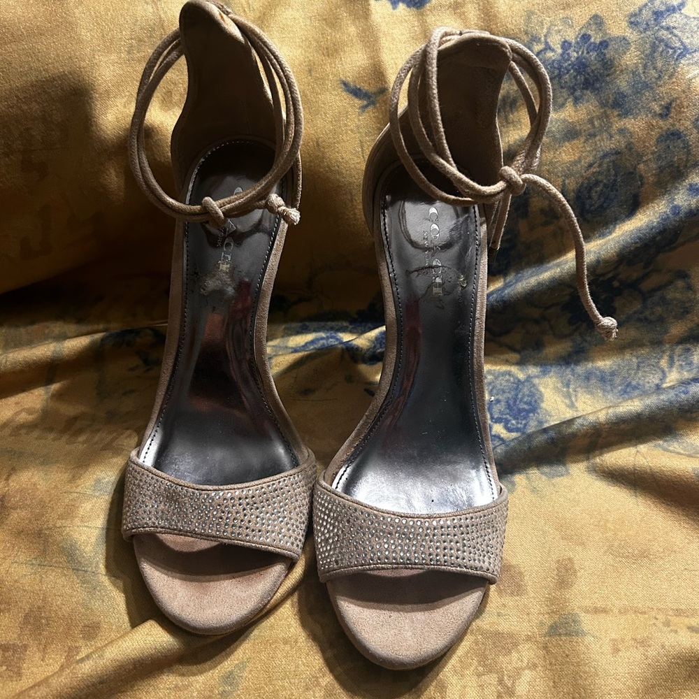 Coach Tan Ankle Strap Heels